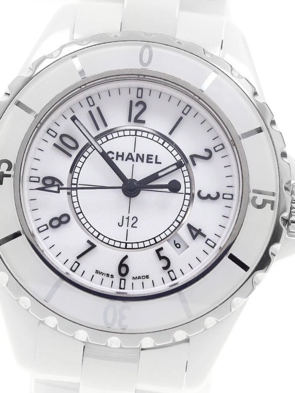 CHANEL J12 33mm H0968 White ceramic date white Dial Quartz Ladies Watch_923532